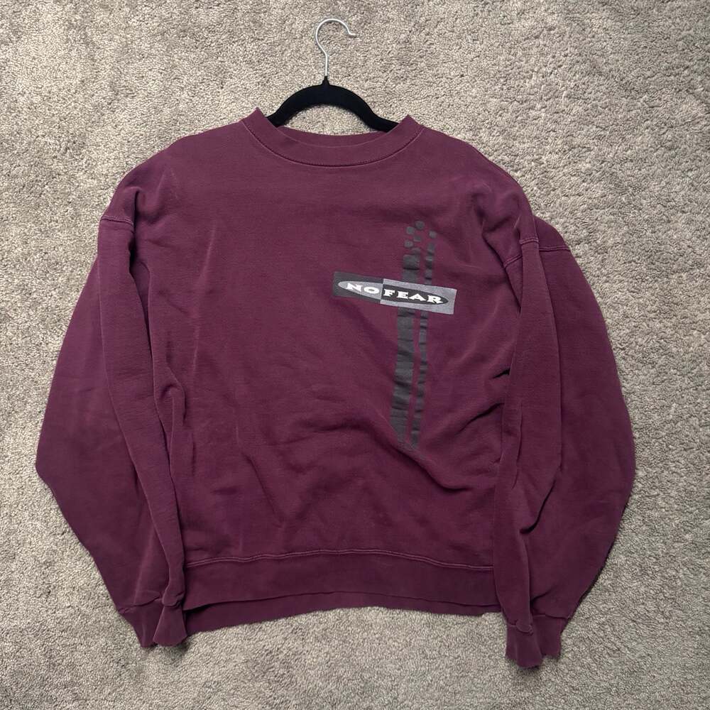 Vintage 90s No Fear Maroon Graphic Crewneck Sweatshirt XL